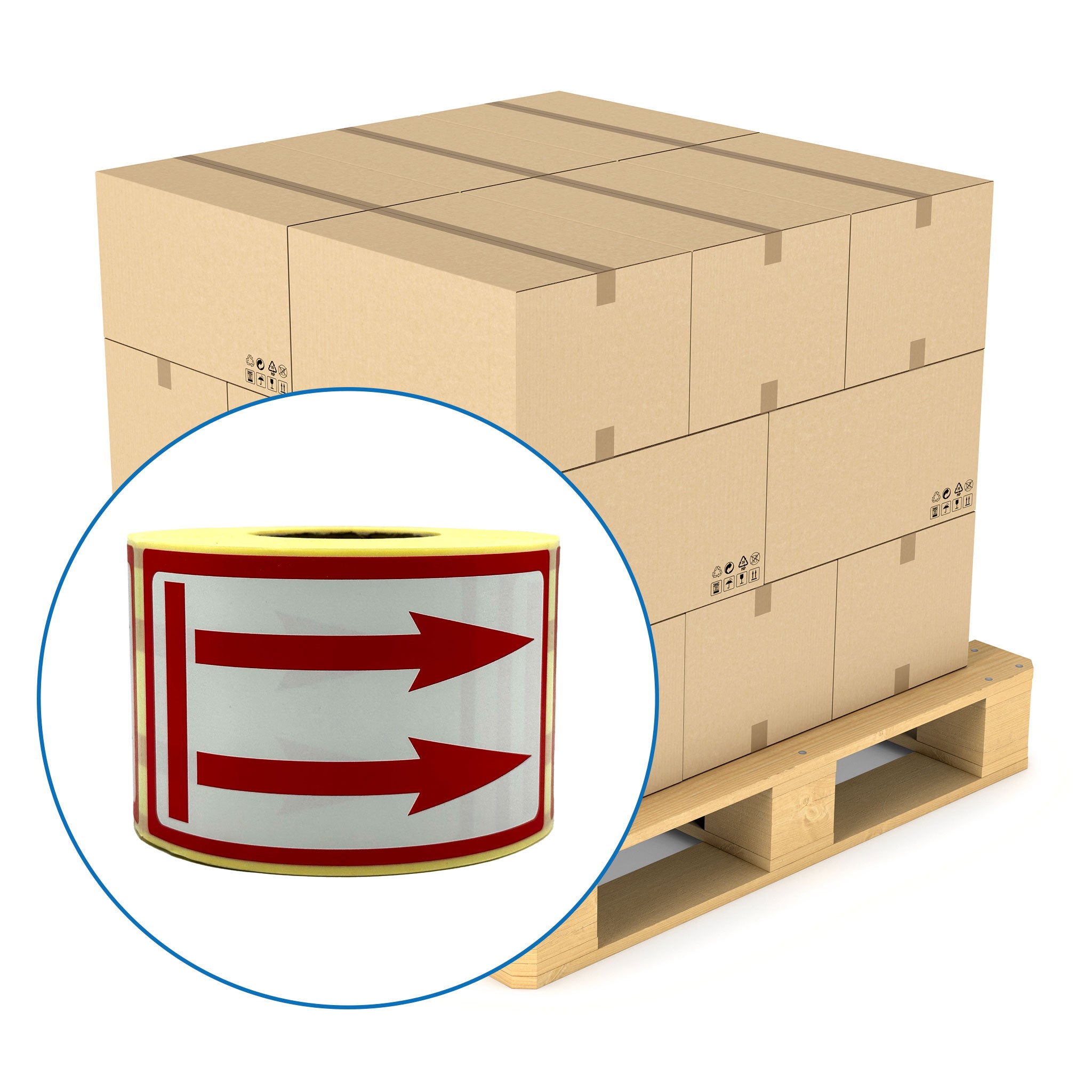 PL01 - Double Arrow Packaging Labels 120mm x 70mm