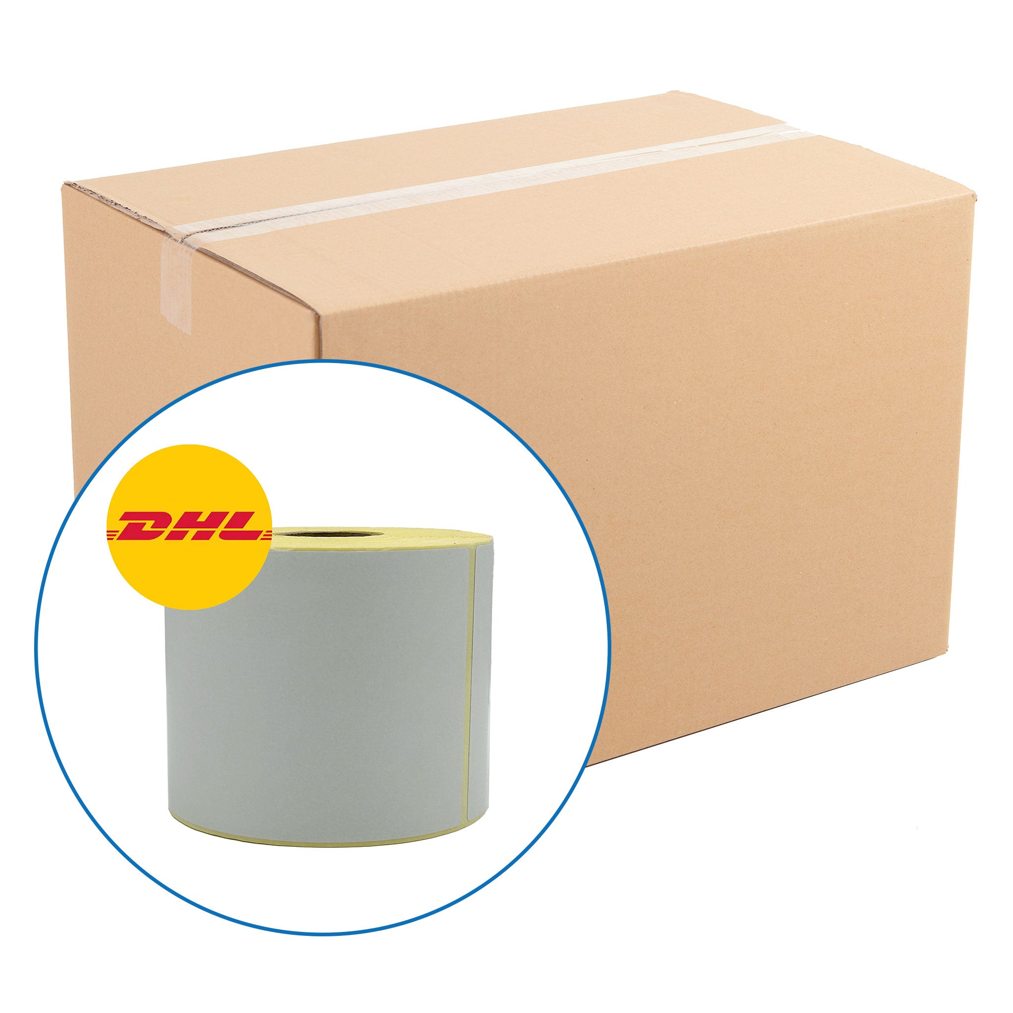 DHL 4" x 6" Zebra Top Coated Compatible Shipping Labels. 102 x 152mm - 900 per roll