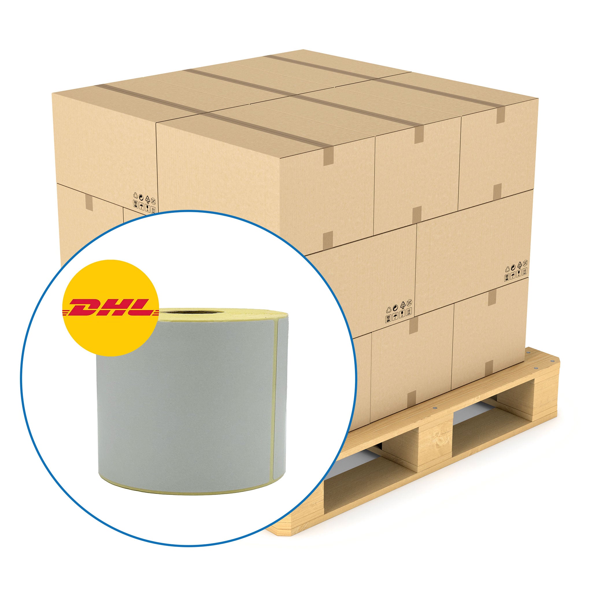 DHL 4" x 6" Zebra Top Coated Compatible Shipping Labels. 102 x 152mm - 900 per roll