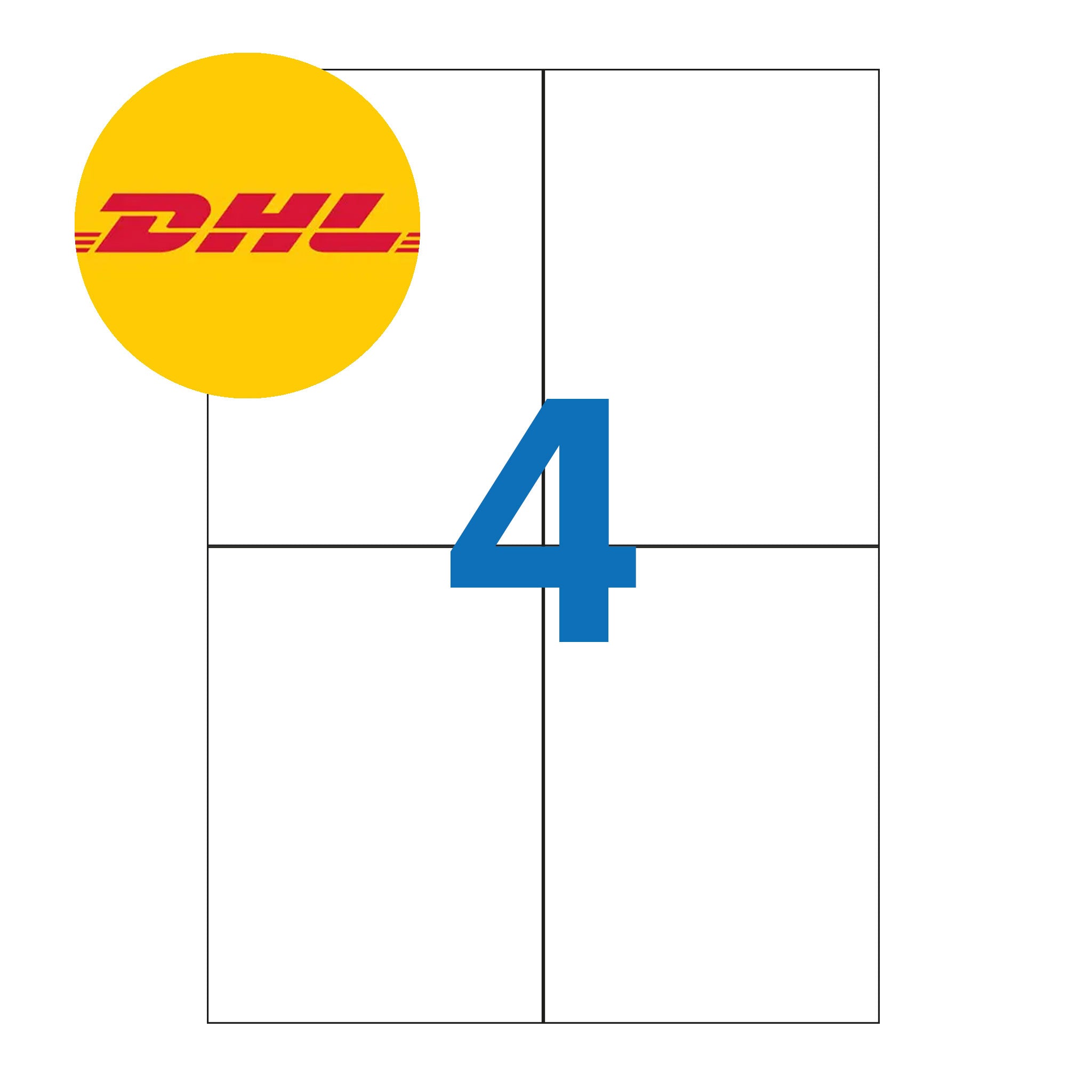 DHL A4 Sheet 4 up Shipping Labels - 105mm x 149mm