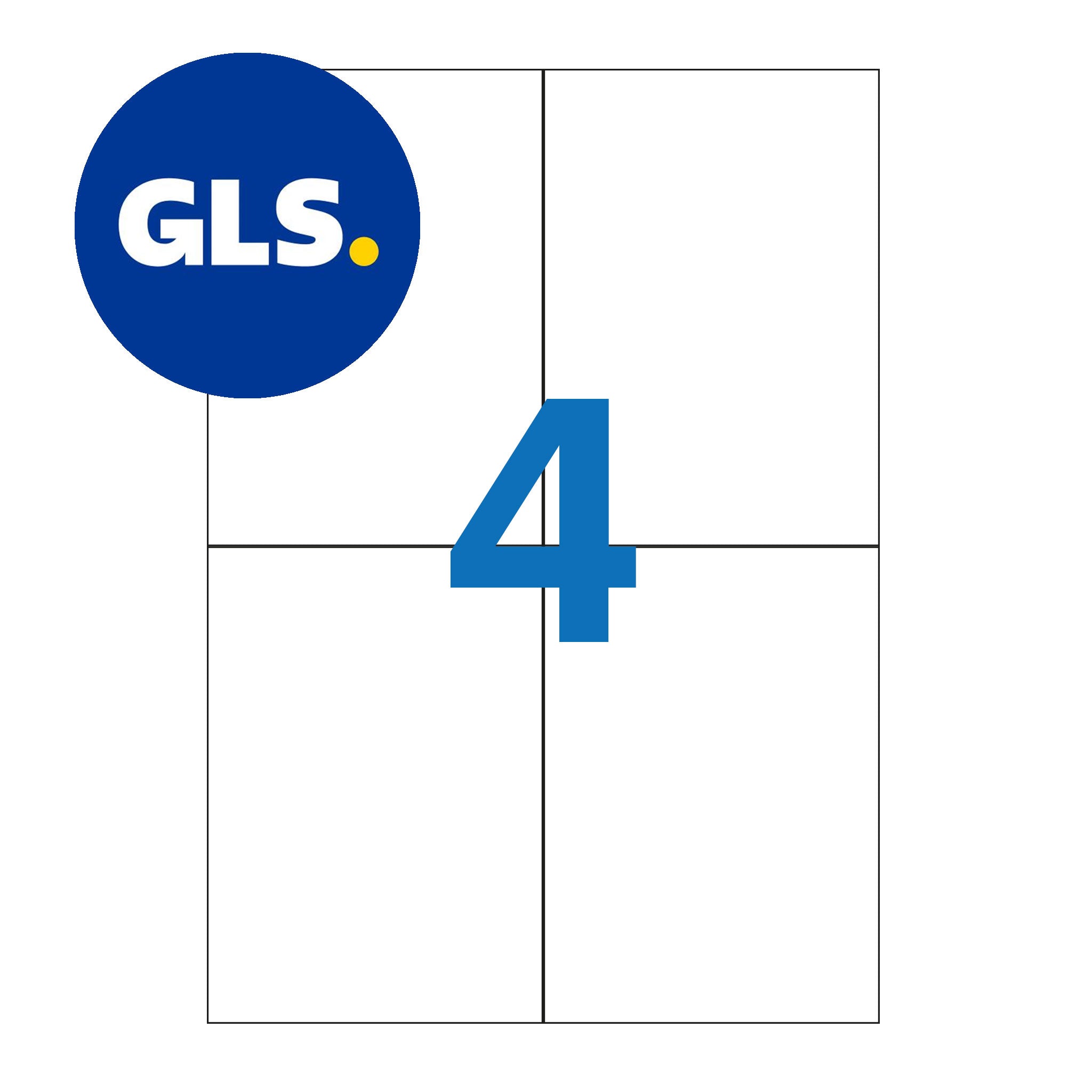 GLS A4 Sheet 4 up Shipping Labels - 105mm x 149mm