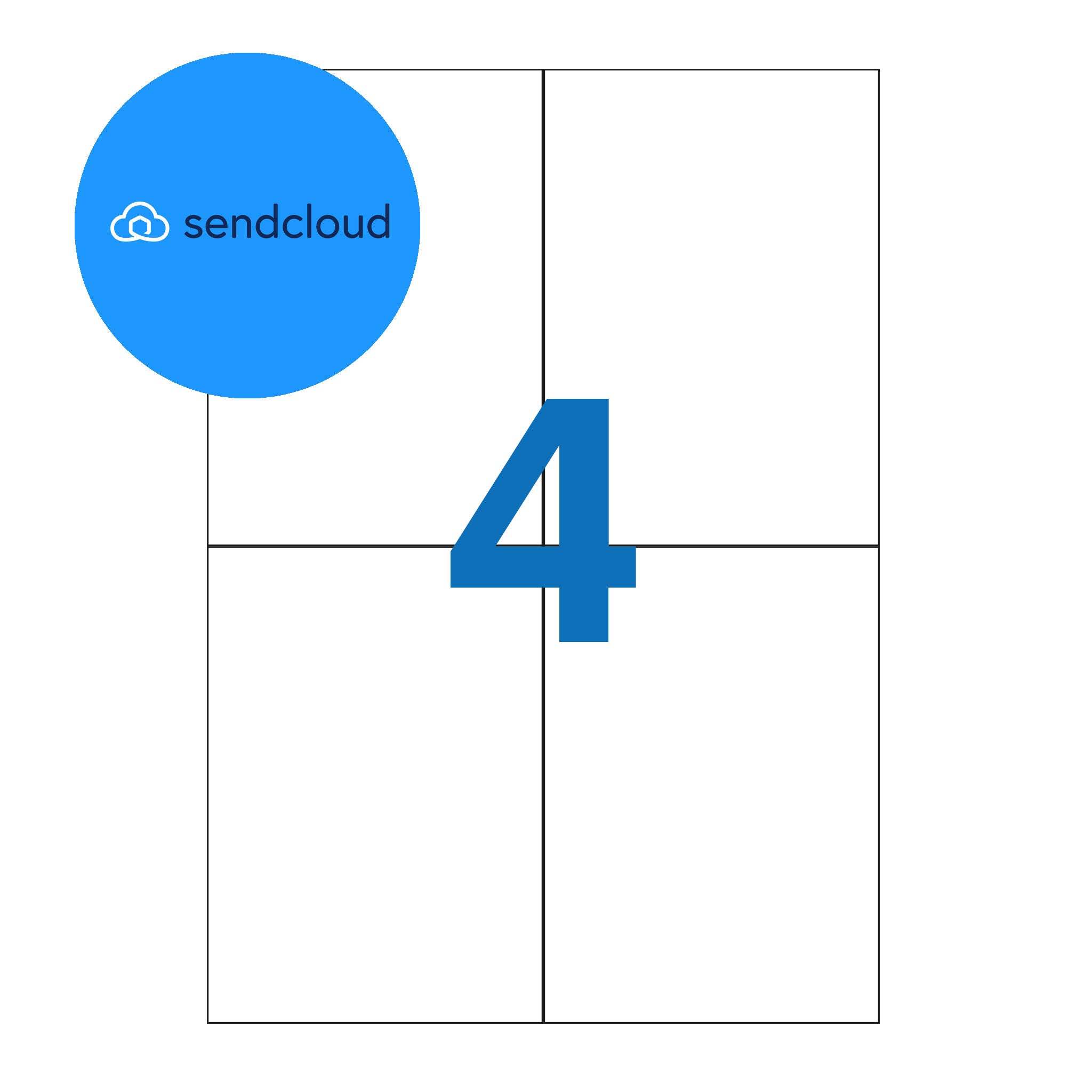 Send Cloud A4 Sheet 4 up Shipping Labels - 105mm x 149mm